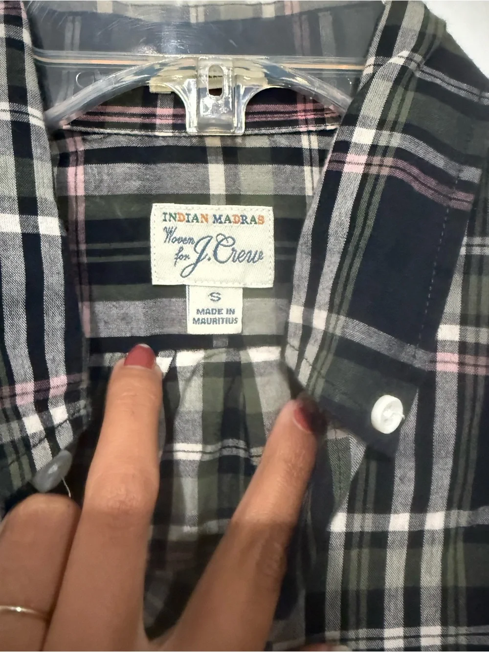 J. Crew Men’s Indian madras shirt in dark plaid size S